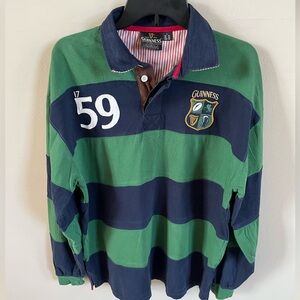 Guiness Rugby Shirt - Green and Blue Stripe SZ L